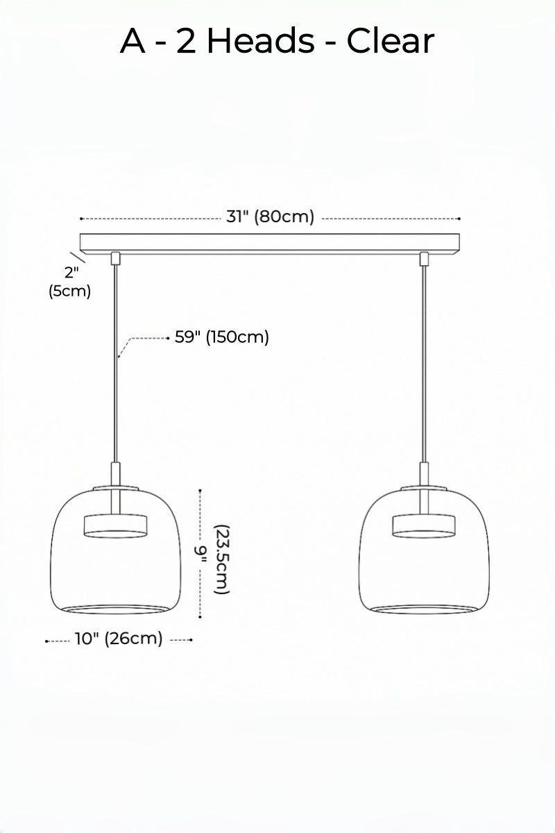 Nordic Designer Amber Glass LED Pendant light for Dinning, Dimmable