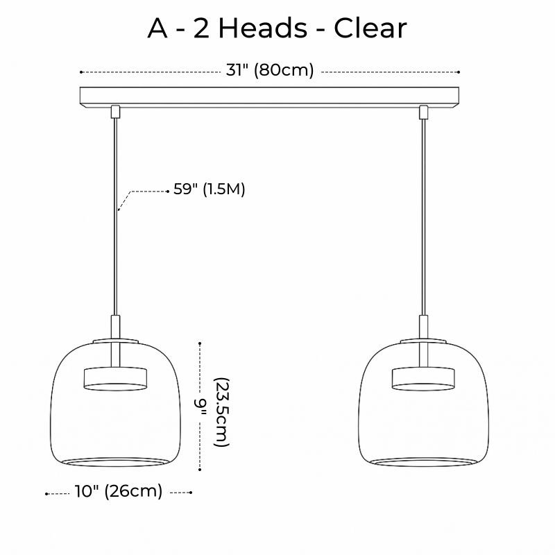 Nordic Designer Amber Glass LED Pendant light for Kitchen, Dimmable
