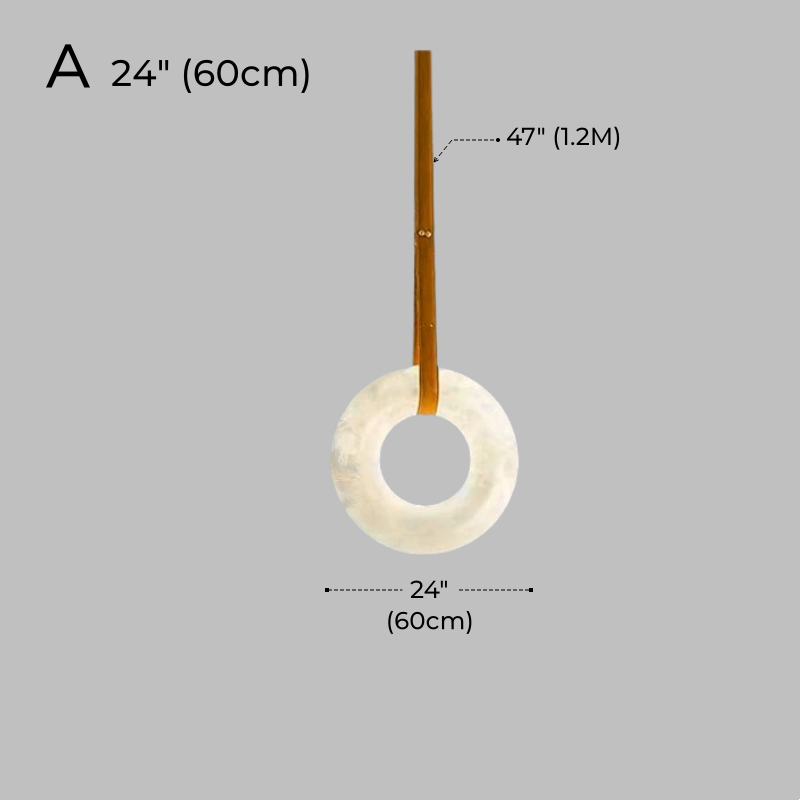 Minimalist Alabaster Ring Pendant Light with Leather Suspension