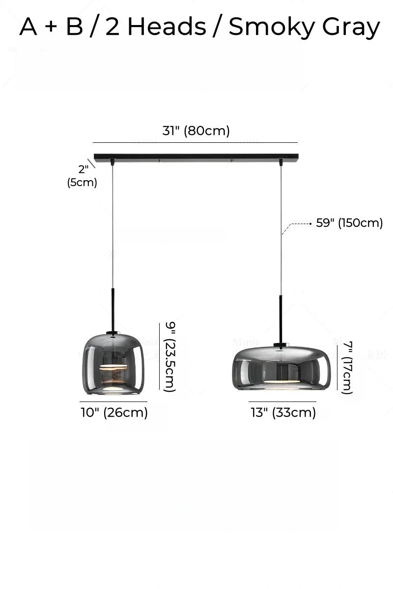 Nordic Designer Amber Glass LED Pendant light for Dinning, Dimmable
