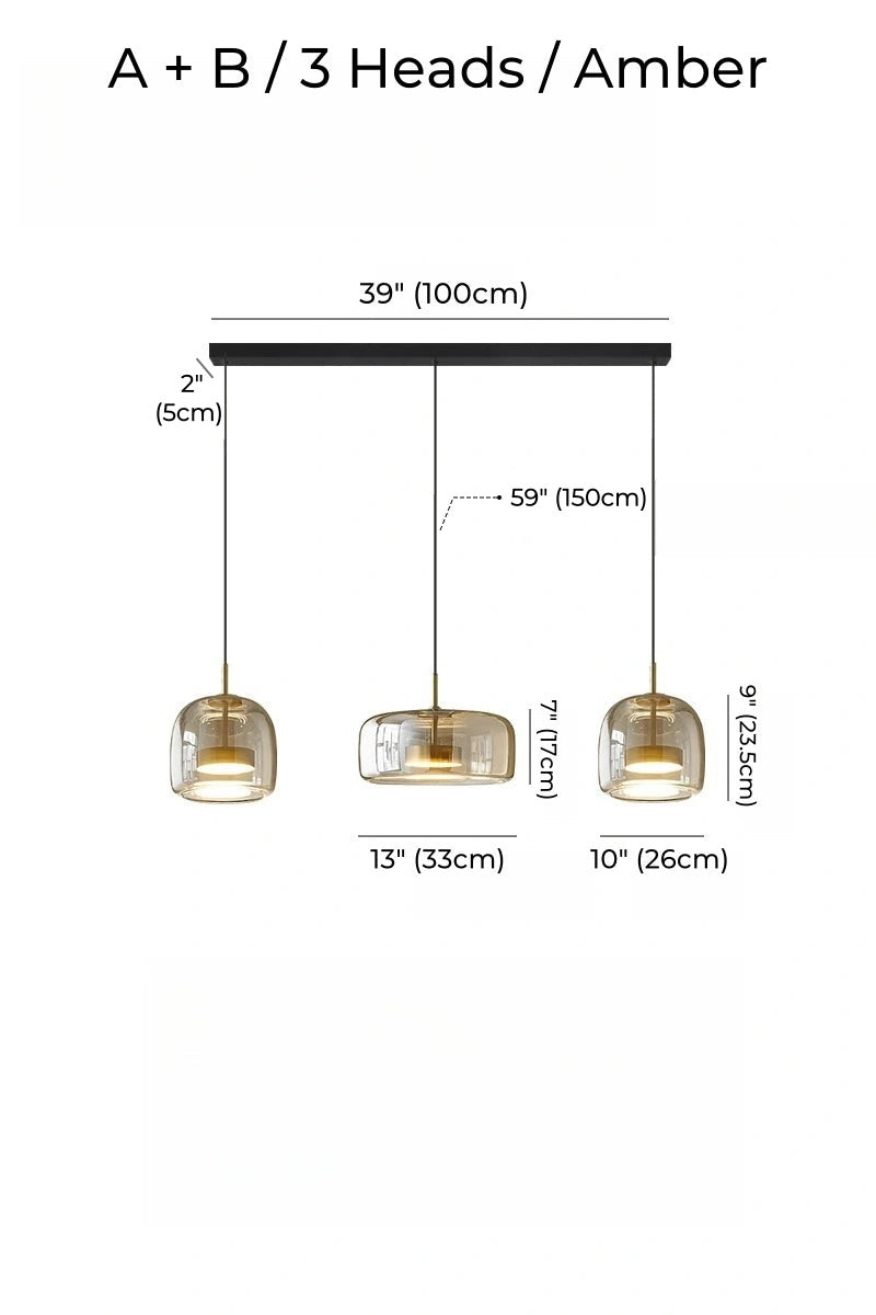 Nordic Designer Amber Glass LED Pendant light for Dinning, Dimmable