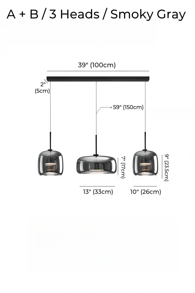 Nordic Designer Amber Glass LED Pendant light for Dinning, Dimmable