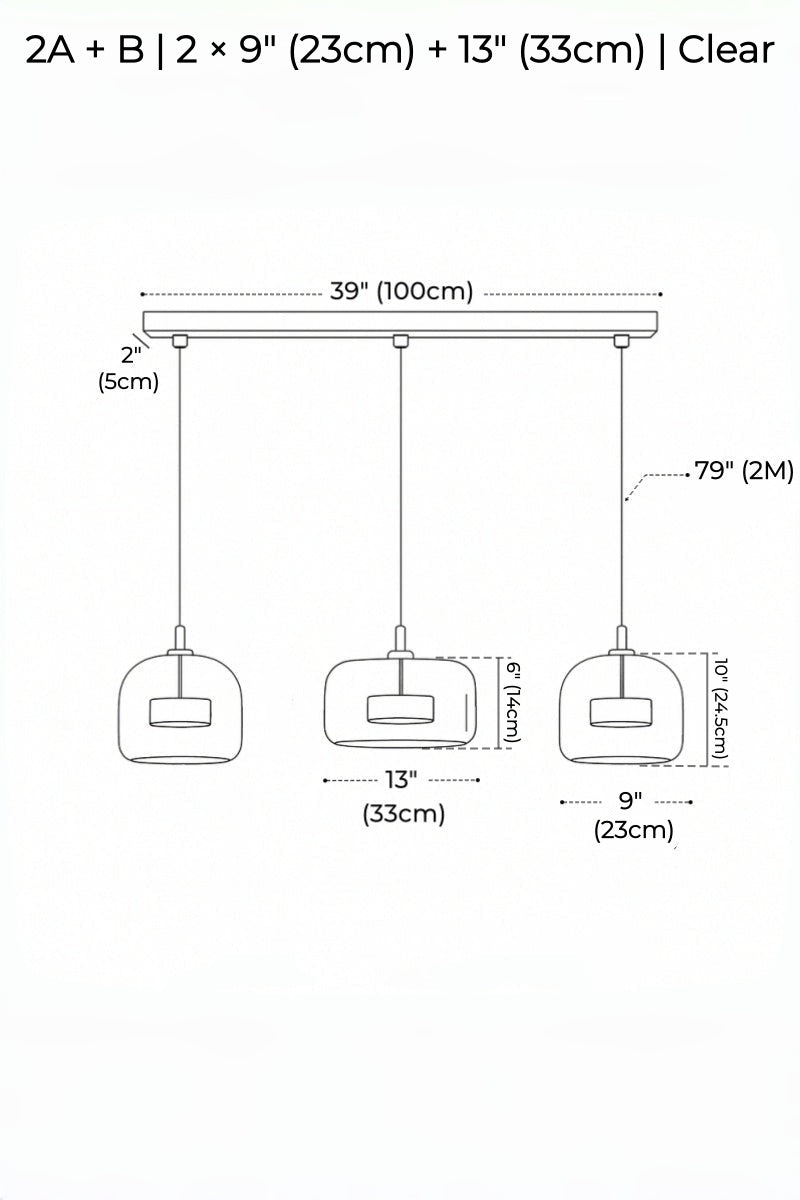 Nordic Designer Amber Glass LED Pendant light for Kitchen, Dimmable