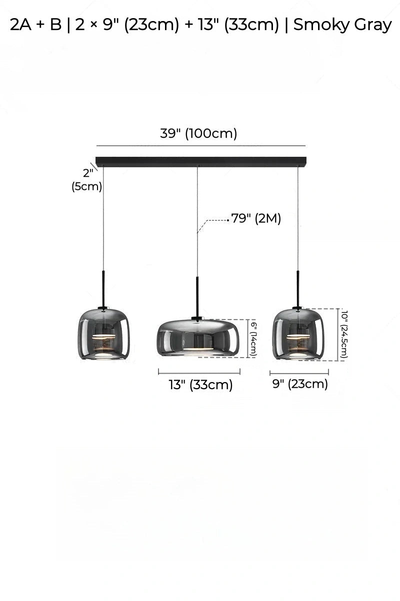 Nordic Designer Amber Glass LED Pendant light for Dinning, Dimmable