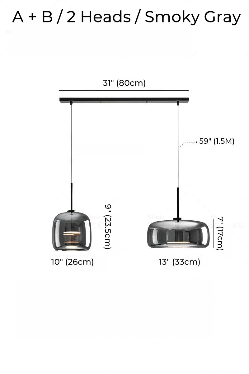 Nordic Designer Amber Glass LED Pendant light for Kitchen