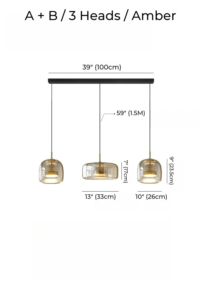 Nordic Designer Amber Glass LED Pendant light for Kitchen