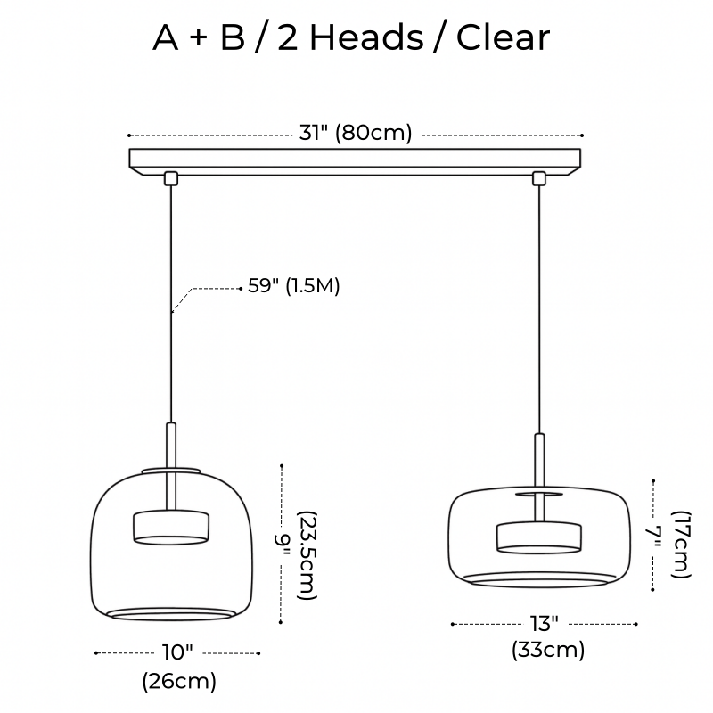 Nordic Designer Amber Glass LED Pendant light for Kitchen, Dimmable