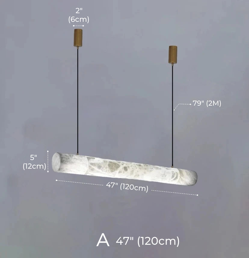 Irregular Alabaster Linear Tube Pendant Light, Minimalist
