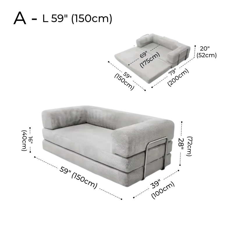 Foldable Corduroy Sofa Bed – Modern Minimalist Living Room Seating for Small Spaces