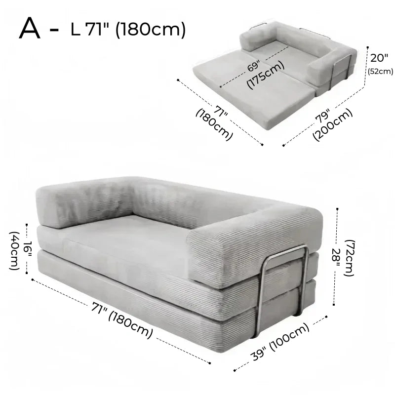 Foldable Corduroy Sofa Bed – Modern Minimalist Living Room Seating for Small Spaces