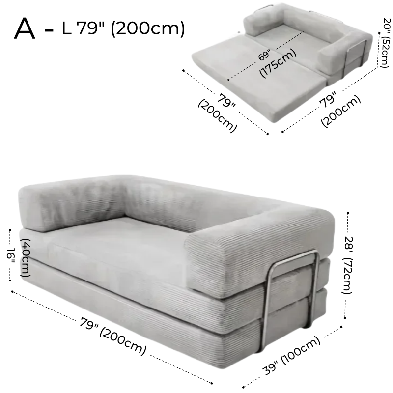 Foldable Corduroy Sofa Bed – Modern Minimalist Living Room Seating for Small Spaces