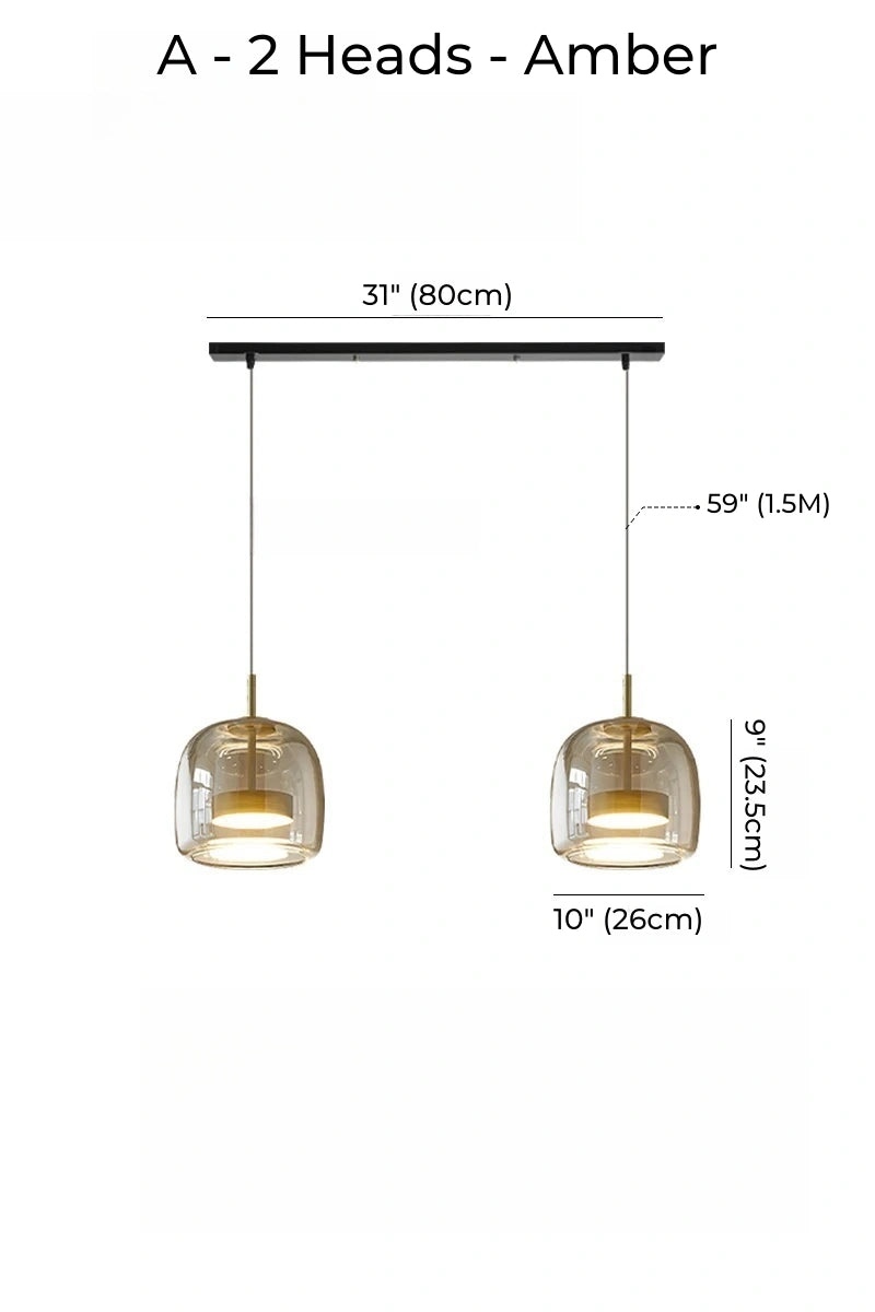Nordic Designer Amber Glass LED Pendant light for Kitchen