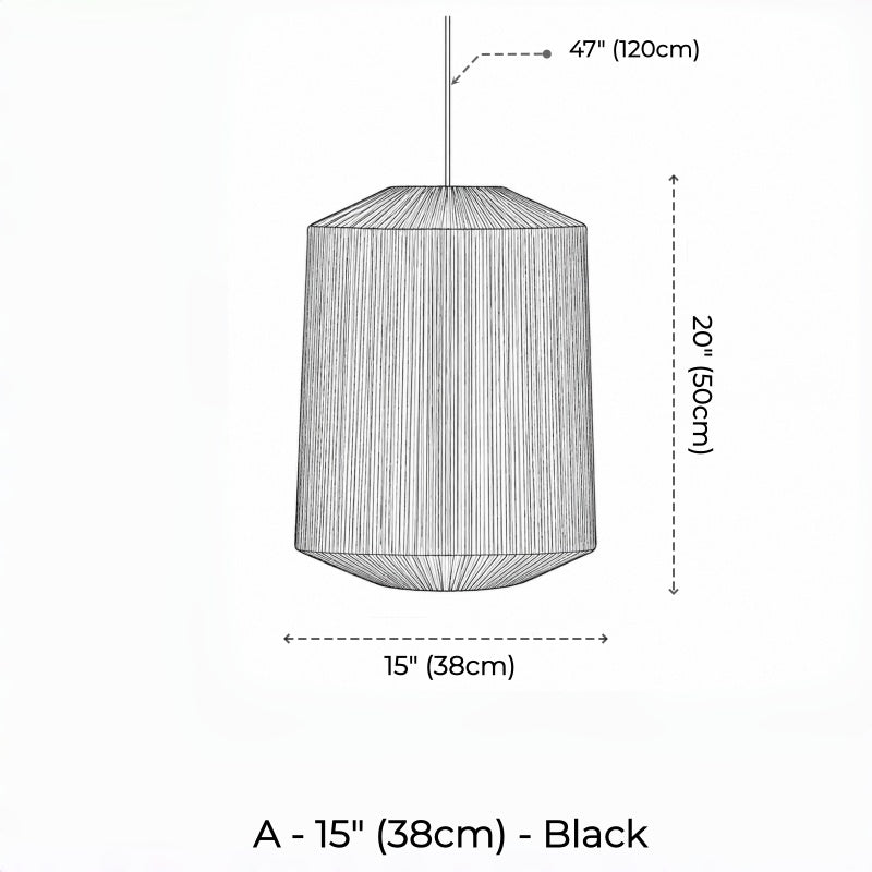 Suspension japonaise en corde de chanvre et rotin faite à la main