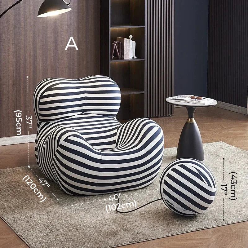 Bauhaus Striped Bean Sofa with Ottoman