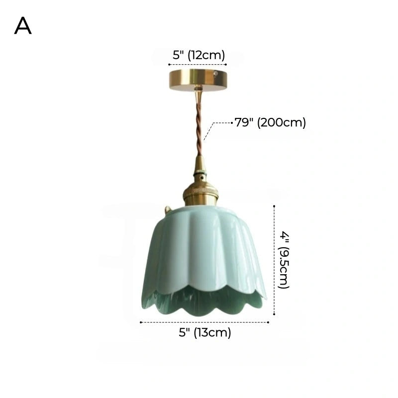 Celestine Floral Scalloped Ceramic Pendant Light