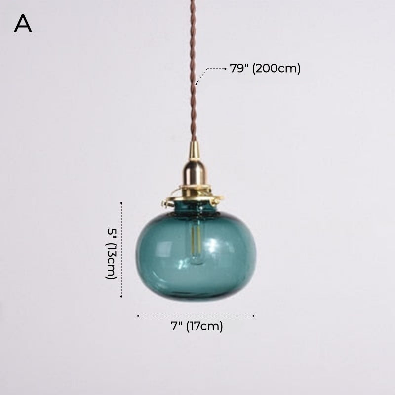 Retro Bubble Glas Pendelleuchte Blau Grün