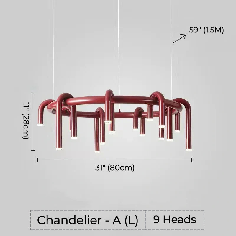 Calder Red Tube Chandelier