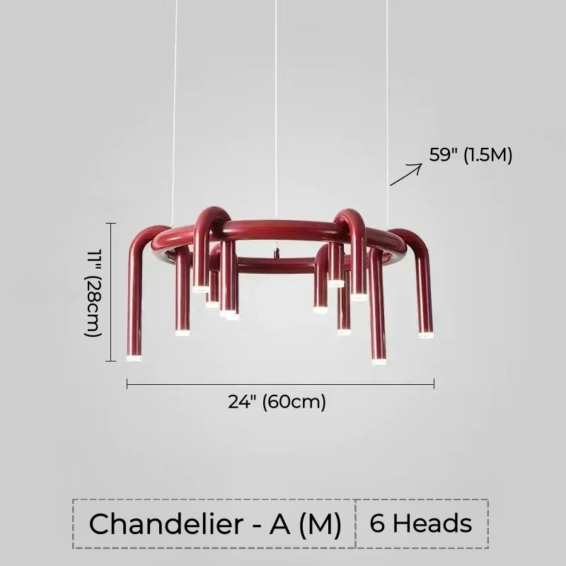 Calder Red Tube Chandelier