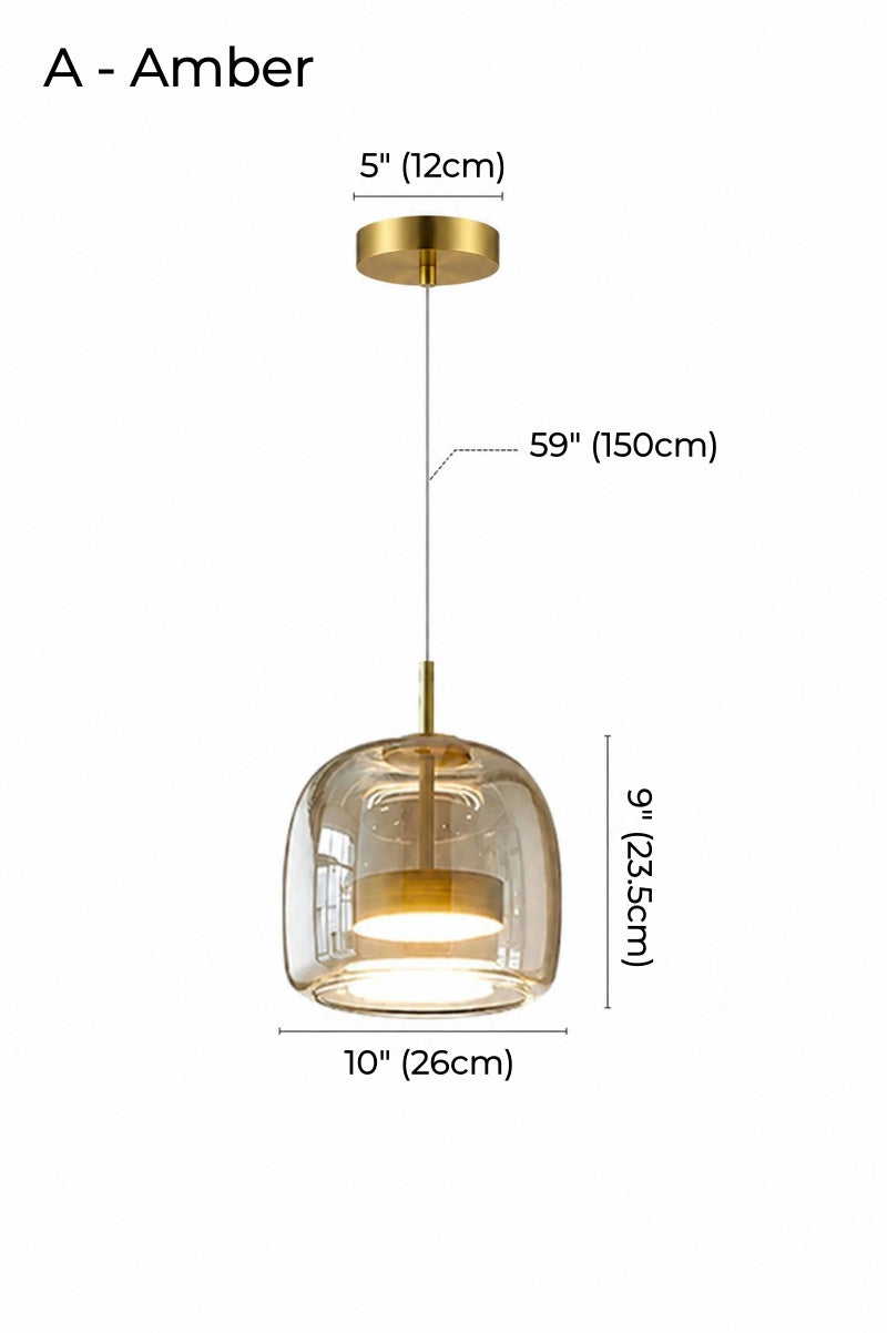 Nordic Designer Amber Glass LED Pendant light for Dinning, Dimmable