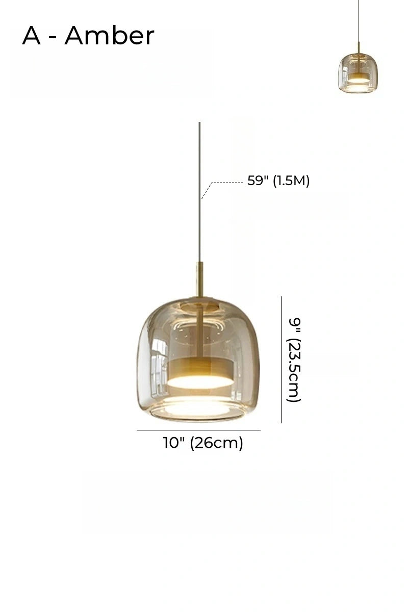 Nordic Designer Amber Glass LED Pendant light for Kitchen