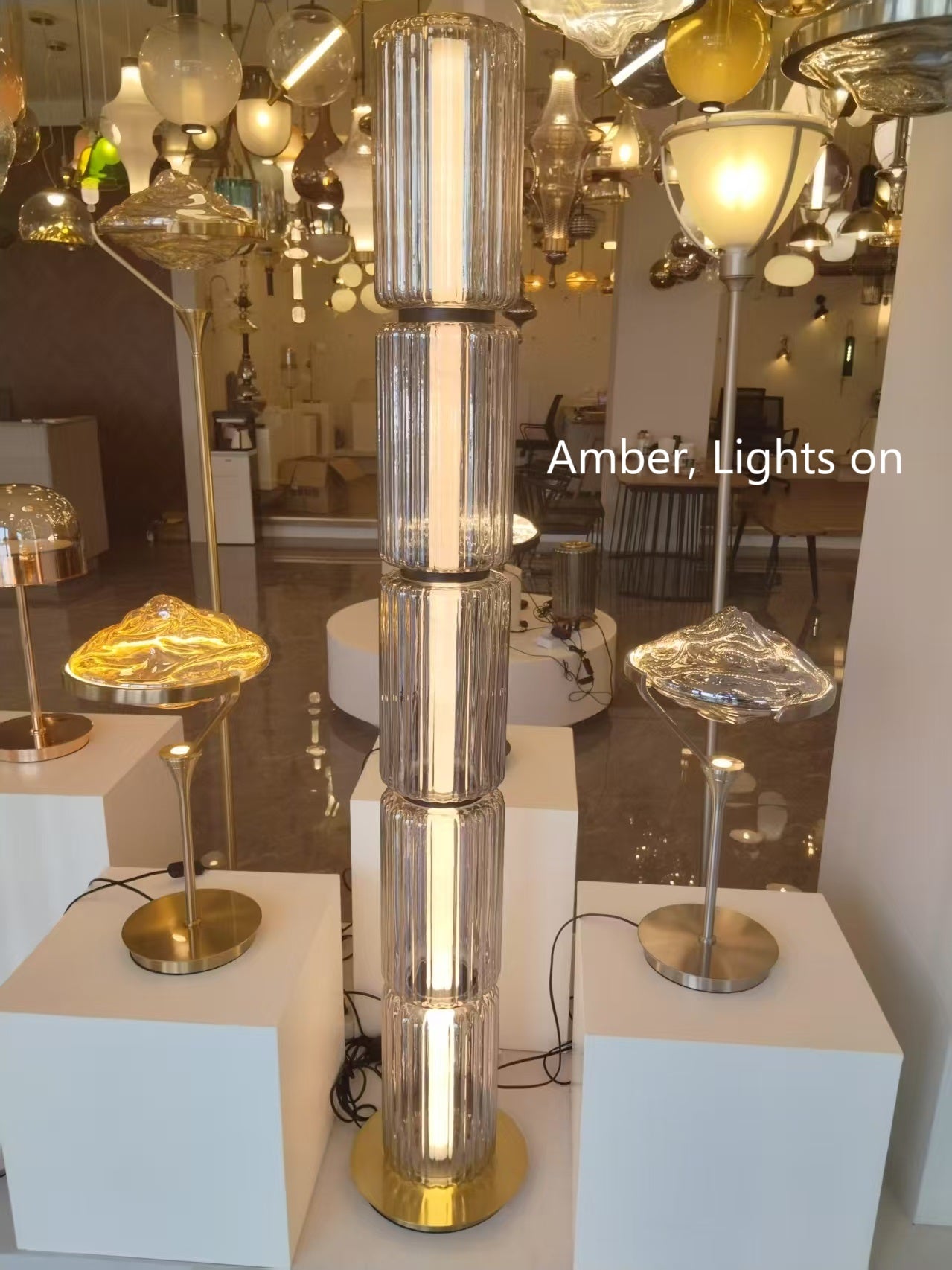 Mallory Column Glass Floor Lamp, Amber