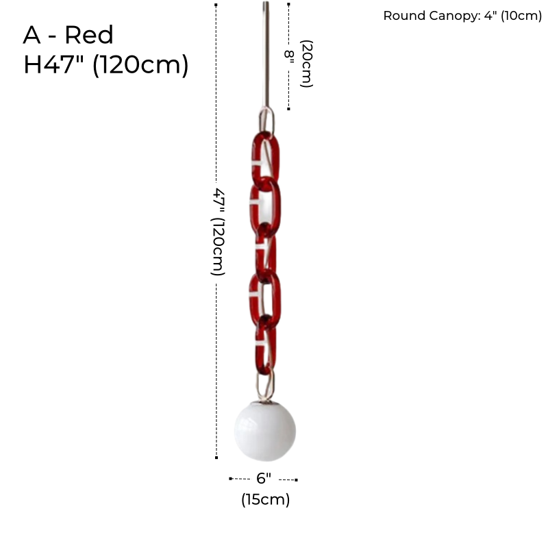 Hanging Chain Pendant Light with Globe