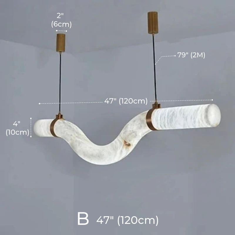 Irregular Alabaster Linear Tube Pendant Light, Minimalist