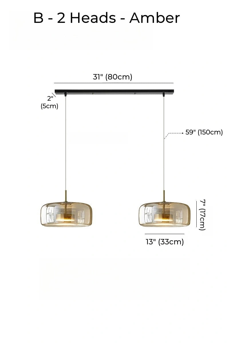 Nordic Designer Amber Glass LED Pendant light for Dinning, Dimmable