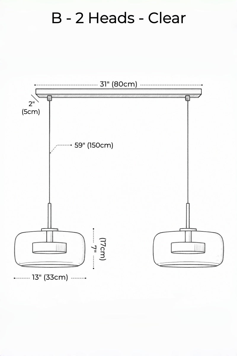 Nordic Designer Amber Glass LED Pendant light for Dinning, Dimmable