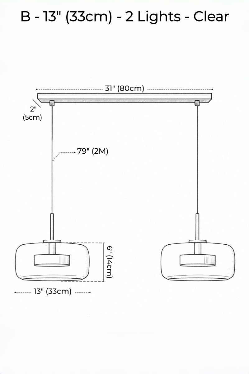 Nordic Designer Amber Glass LED Pendant light for Kitchen, Dimmable