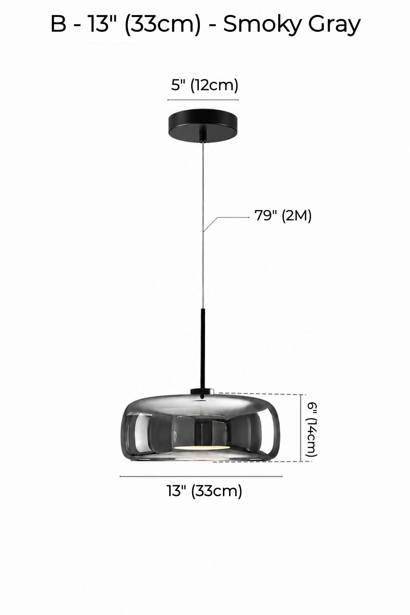 Nordic Designer Amber Glass LED Pendant light for Kitchen, Dimmable
