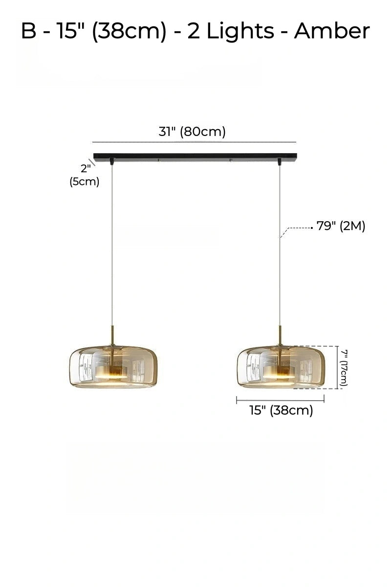 Nordic Designer Amber Glass LED Pendant light for Kitchen, Dimmable