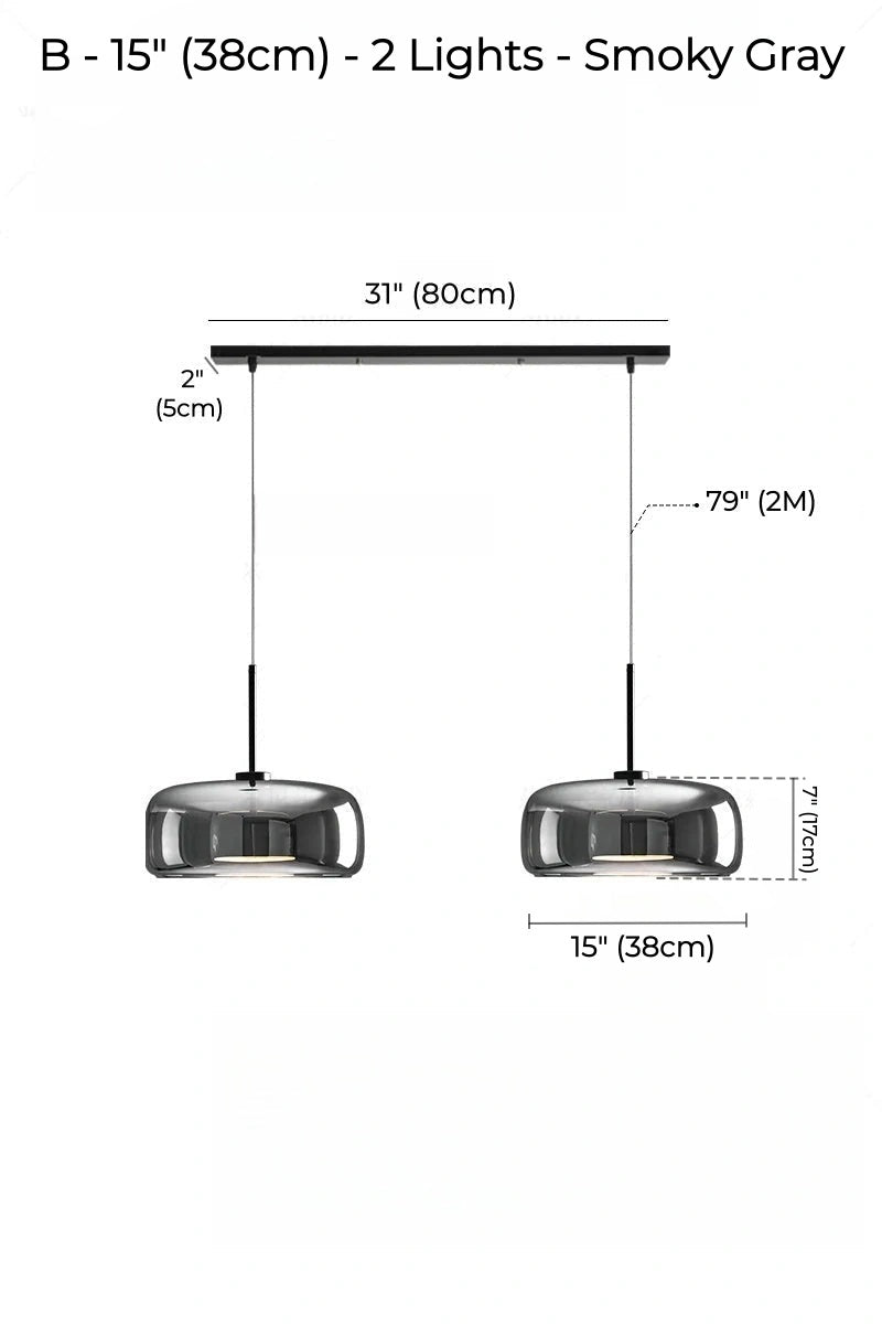 Nordic Designer Amber Glass LED Pendant light for Kitchen, Dimmable