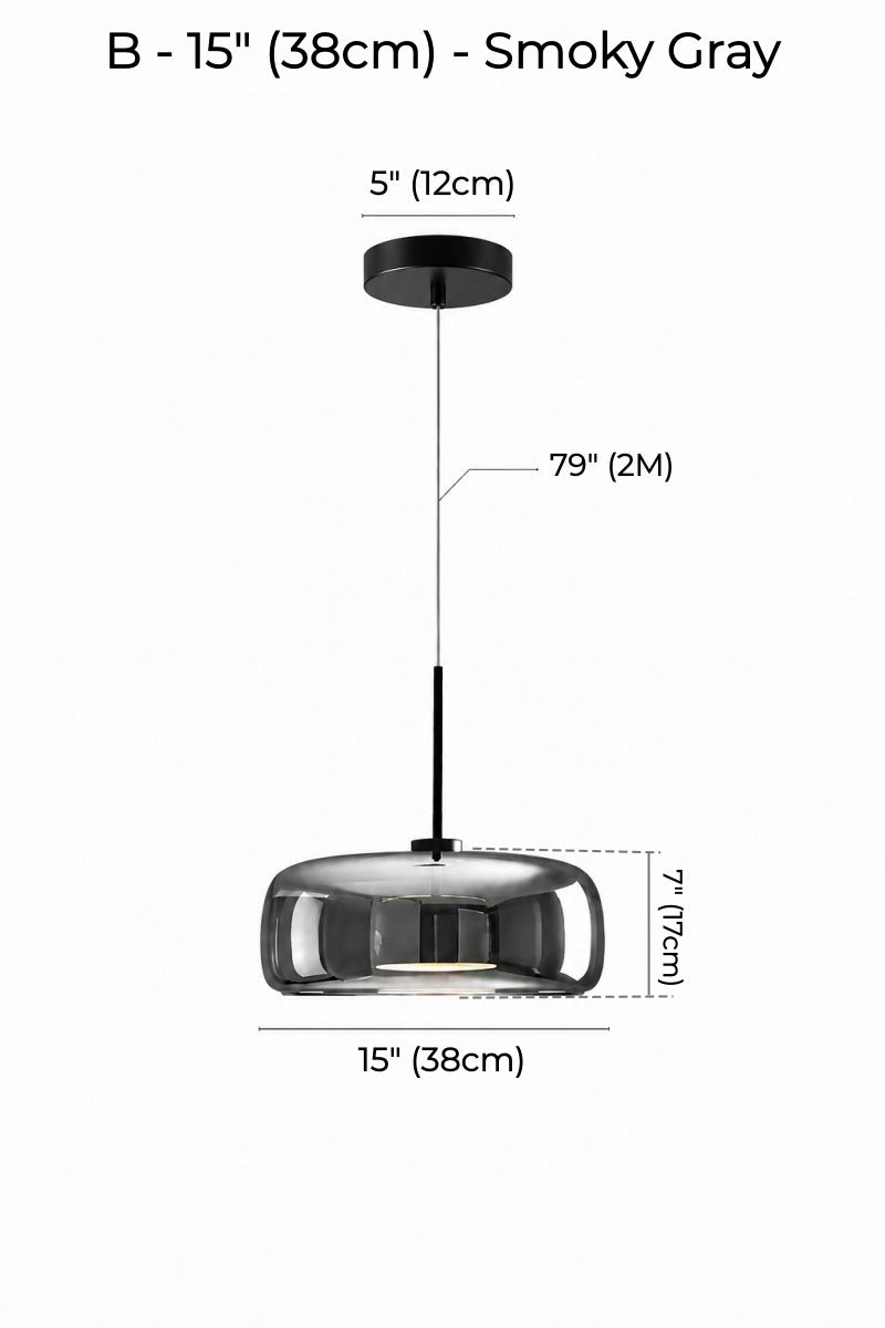 Nordic Designer Amber Glass LED Pendant light for Kitchen, Dimmable