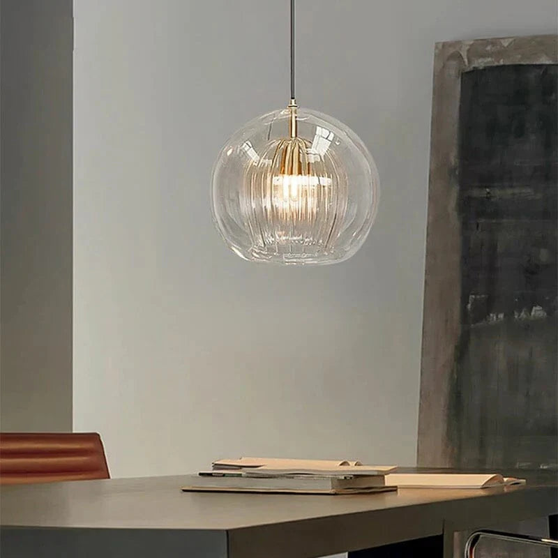 Double Glass Pendant Light Dome Amber Layered Glass Kitchen Island ...
