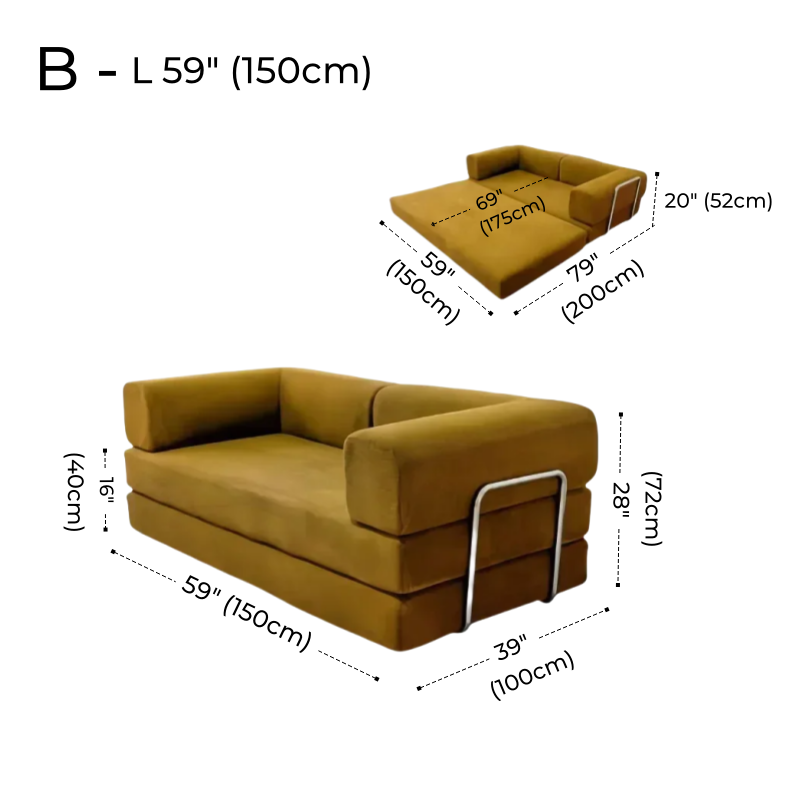 Foldable Corduroy Sofa Bed – Modern Minimalist Living Room Seating for Small Spaces