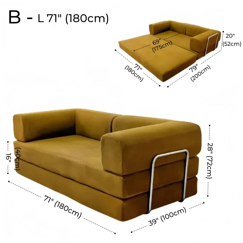 Foldable Corduroy Sofa Bed – Modern Minimalist Living Room Seating for Small Spaces