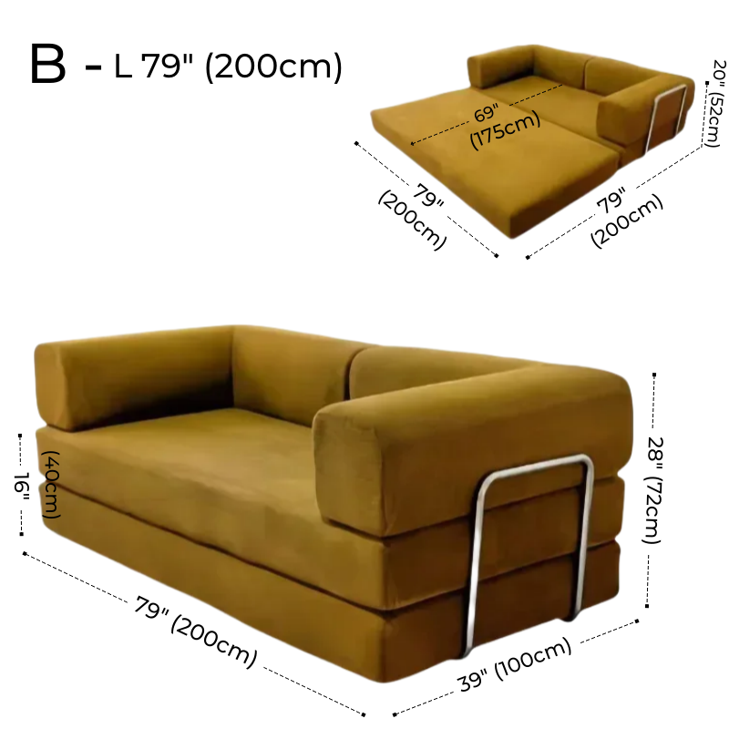 Foldable Corduroy Sofa Bed – Modern Minimalist Living Room Seating for Small Spaces