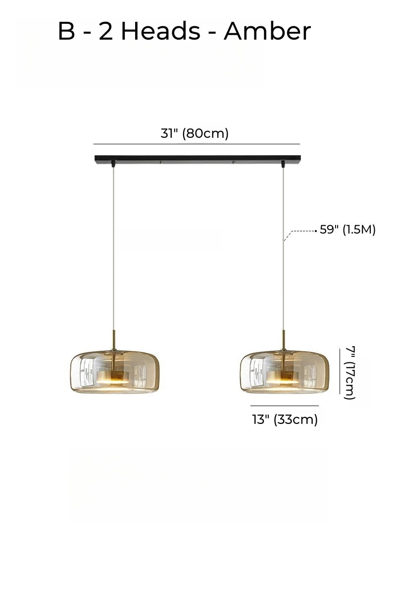 Nordic Designer Amber Glass LED Pendant light for Kitchen