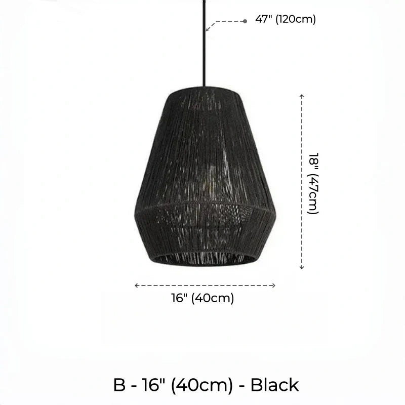 Suspension japonaise en corde de chanvre et rotin faite à la main