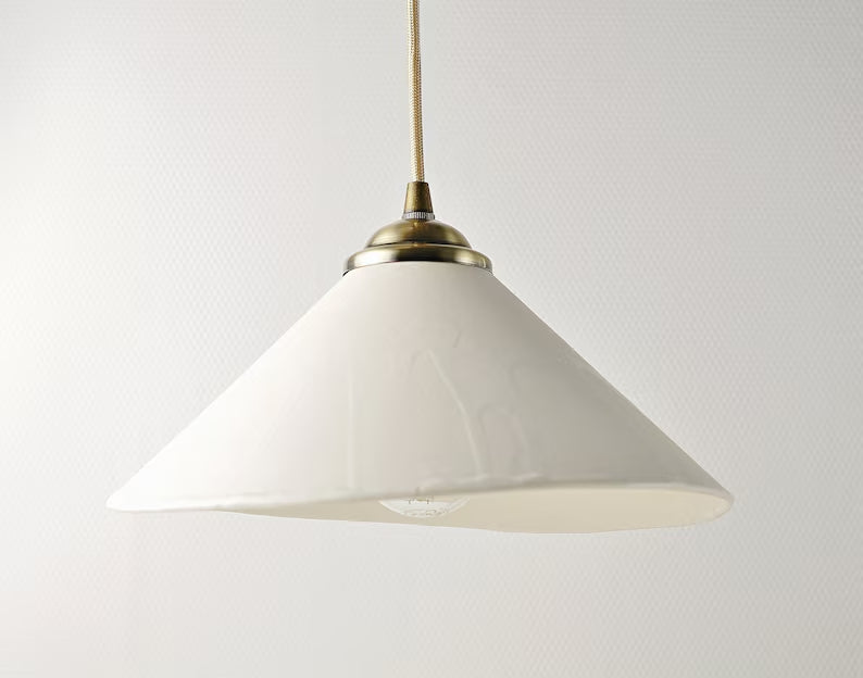 Rustic White Ceramic Pendant Light for Kitchen & Dining
