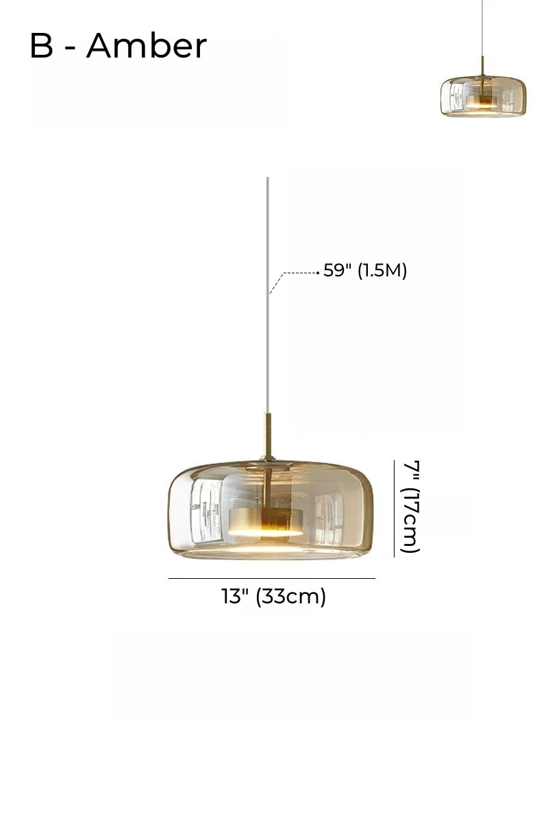 Nordic Designer Amber Glass LED Pendant light for Kitchen