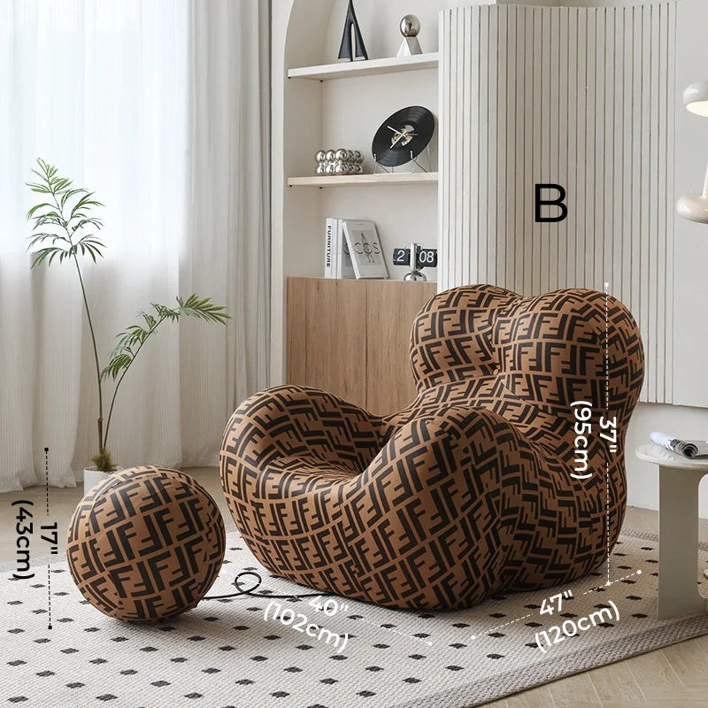 Bauhaus Striped Bean Sofa with Ottoman