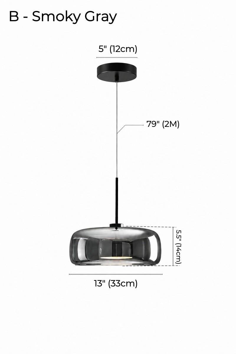 Nordic Designer Amber Glass LED Pendant light for Kitchen, Dimmable