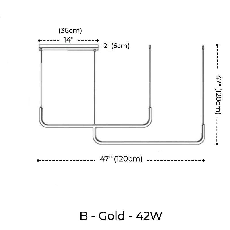 GabyBerg Minimalist Modern LED Chandelier – Geometric Linear Light for Dining Room