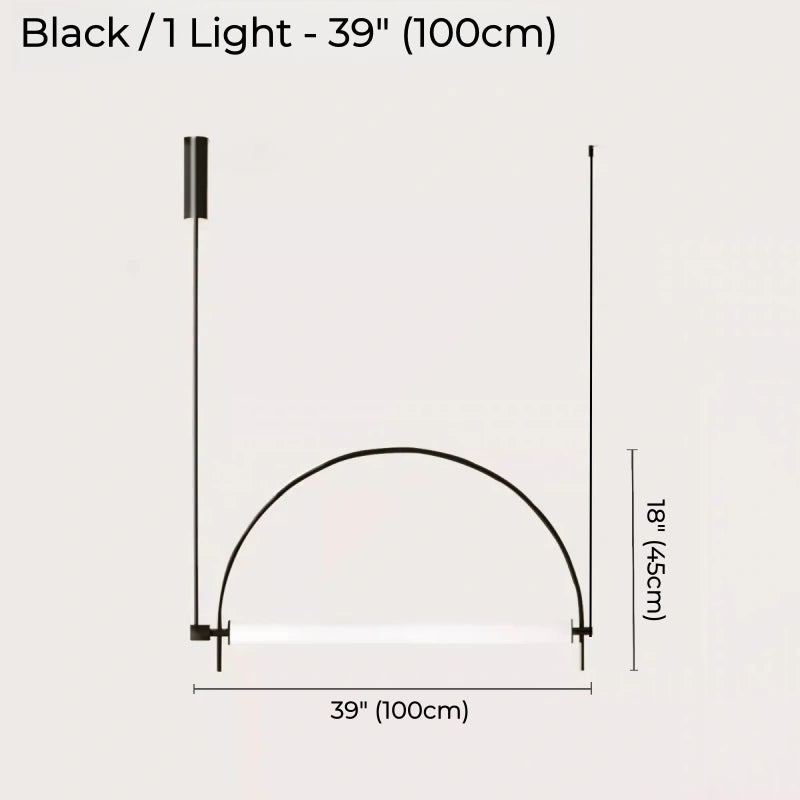 Designer Arched Linear LED Pendant Light, Dimmable