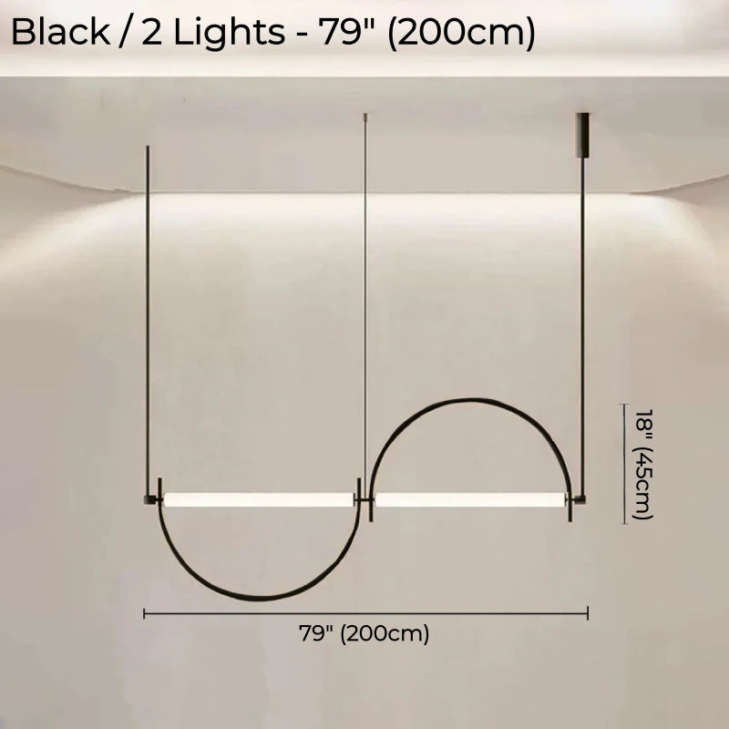 Designer Arched Linear LED Pendant Light, Dimmable