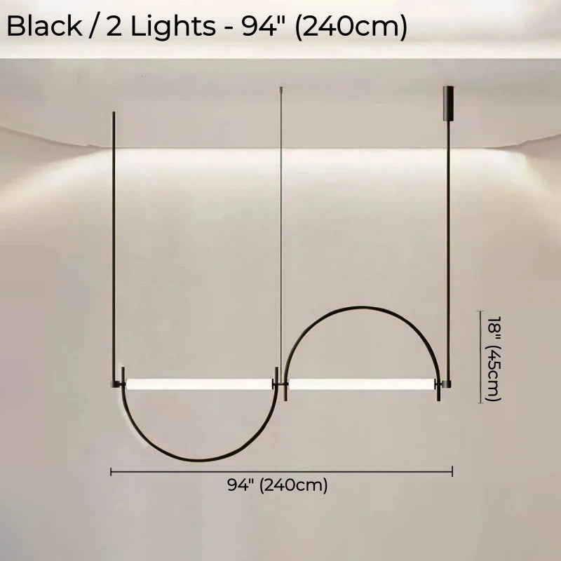 Designer Arched Linear LED Pendant Light, Dimmable