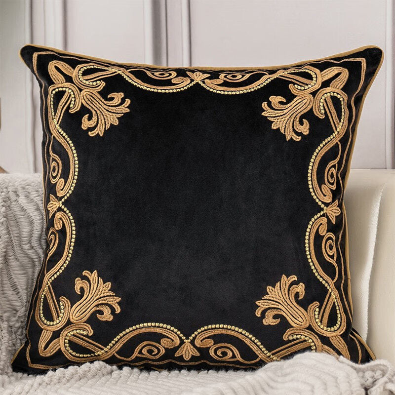 Royal Baroque Embroidered Velvet Pillow Case