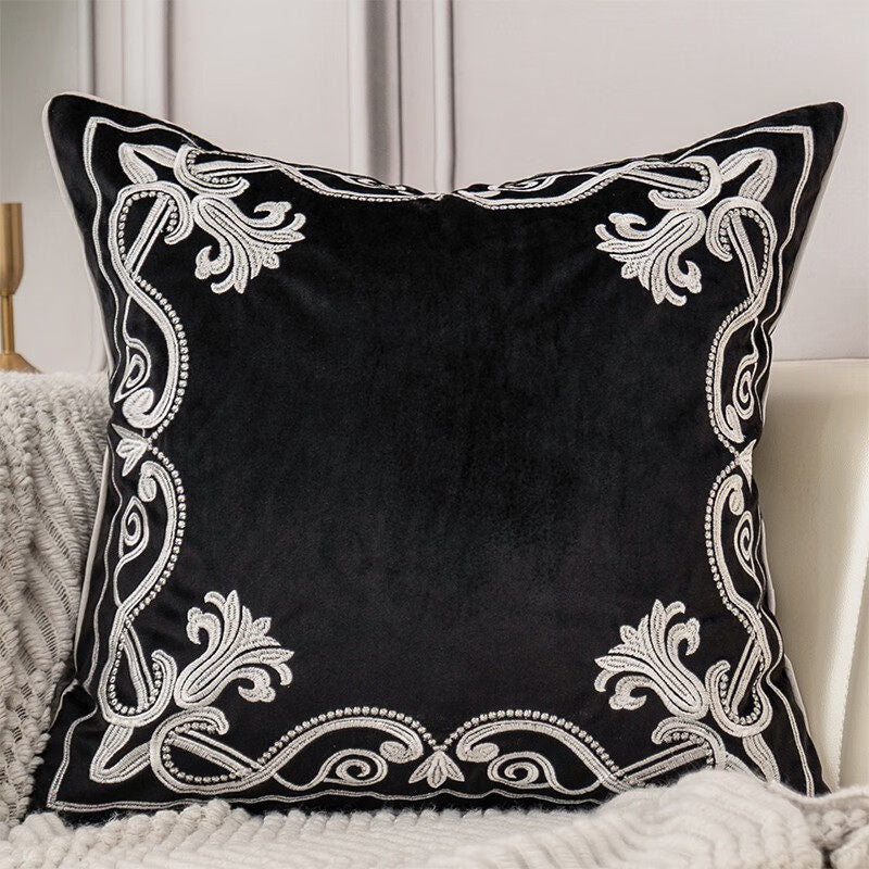 Royal Baroque Embroidered Velvet Pillow Case